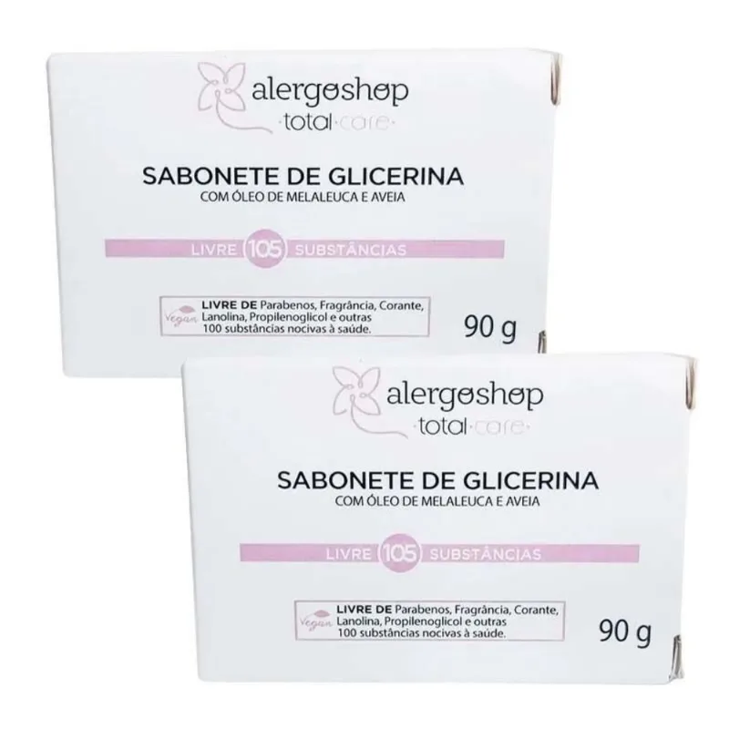 KIT 2 Sabonete em Barra Glicerina Alergoshop 90g 90g Branco