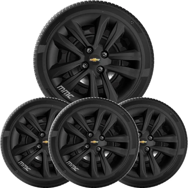 4un Calota Onix Prisma Agile Corsa Aro 15 Preto Fosco 192cp