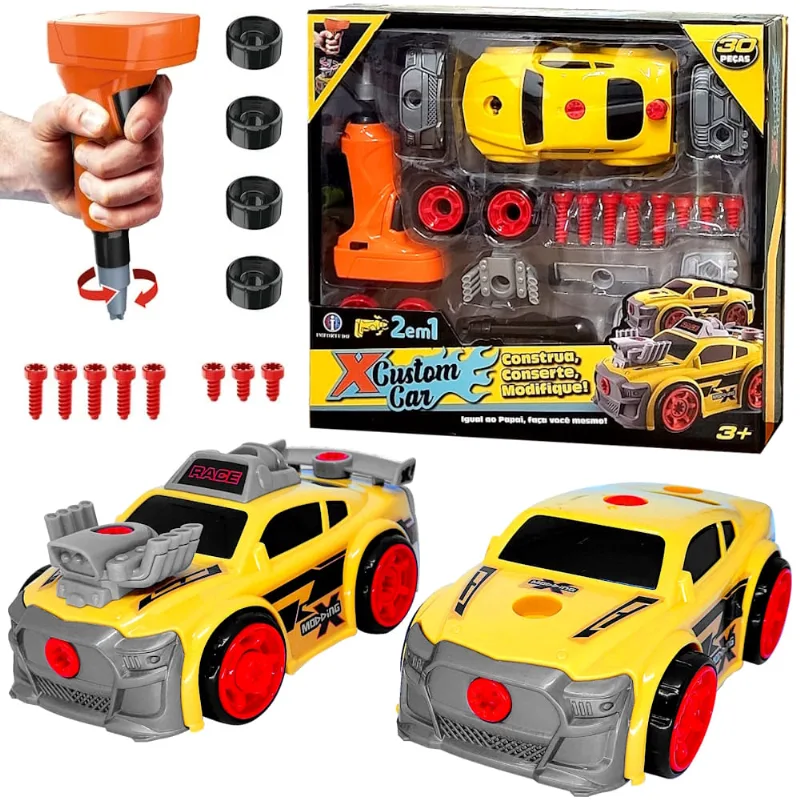 Construa Seu Carrinho Custom Car Parafusadeira Elétrica 30Pç