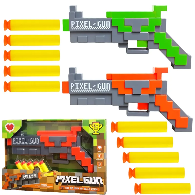 2 Pistolas Pixel Gun 2.0 MineCraf Roblo Lançador + 10 Dardos