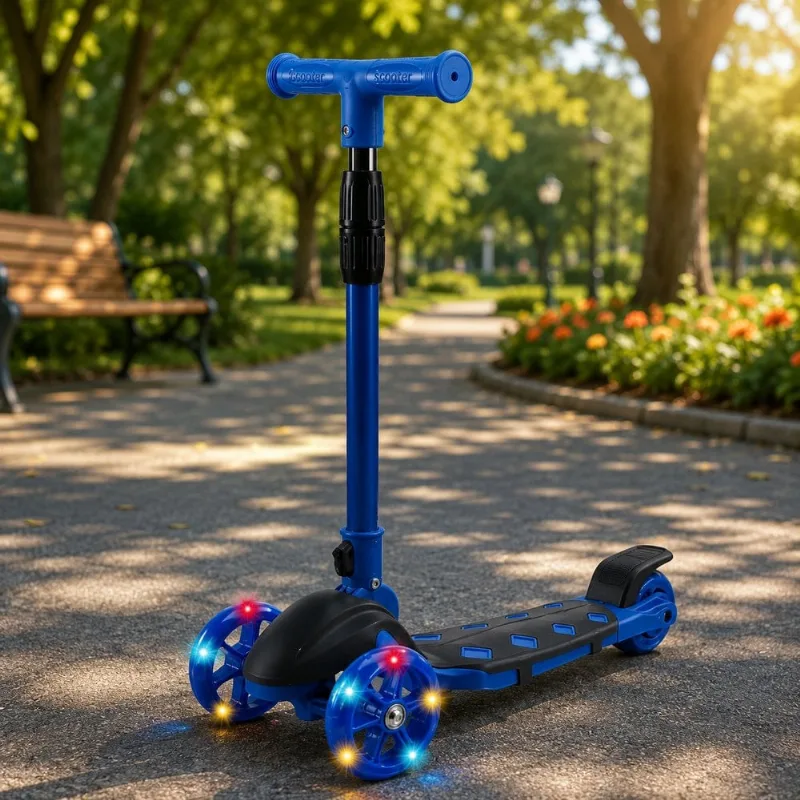 Patinete Infantil 3 Rodas e com Luz LED - Azul