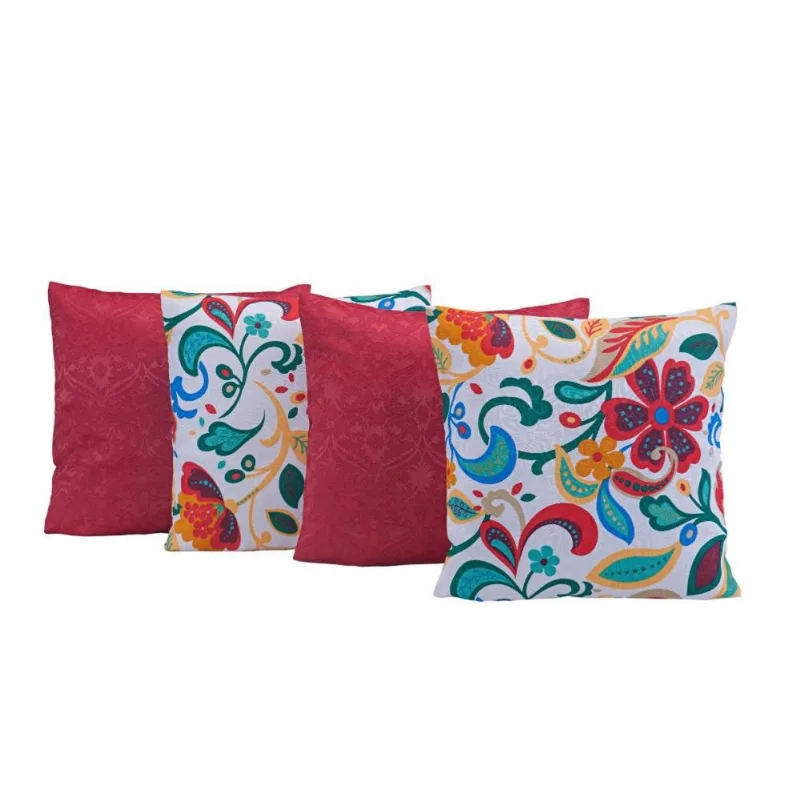 Kit 4 Capas Almofada Colors 45x45 Vermelho