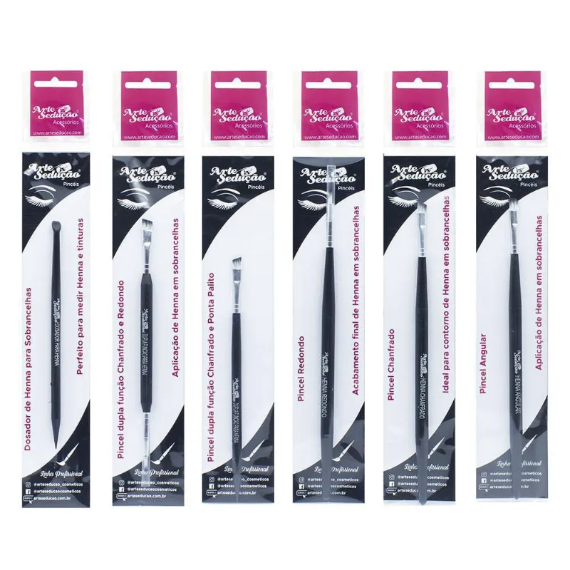 Kit 6 Pincéis Profissionais Henna Sobrancelha, Arte Sedução