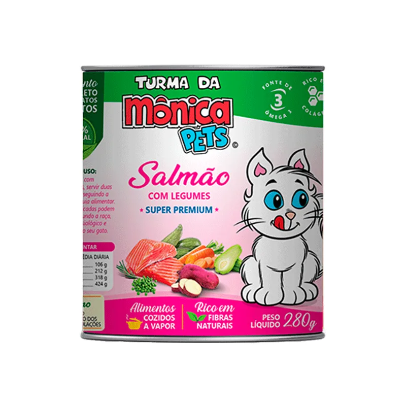Ração Úmida Turma da Mônica Gatos Salmão com Legumes 280 g