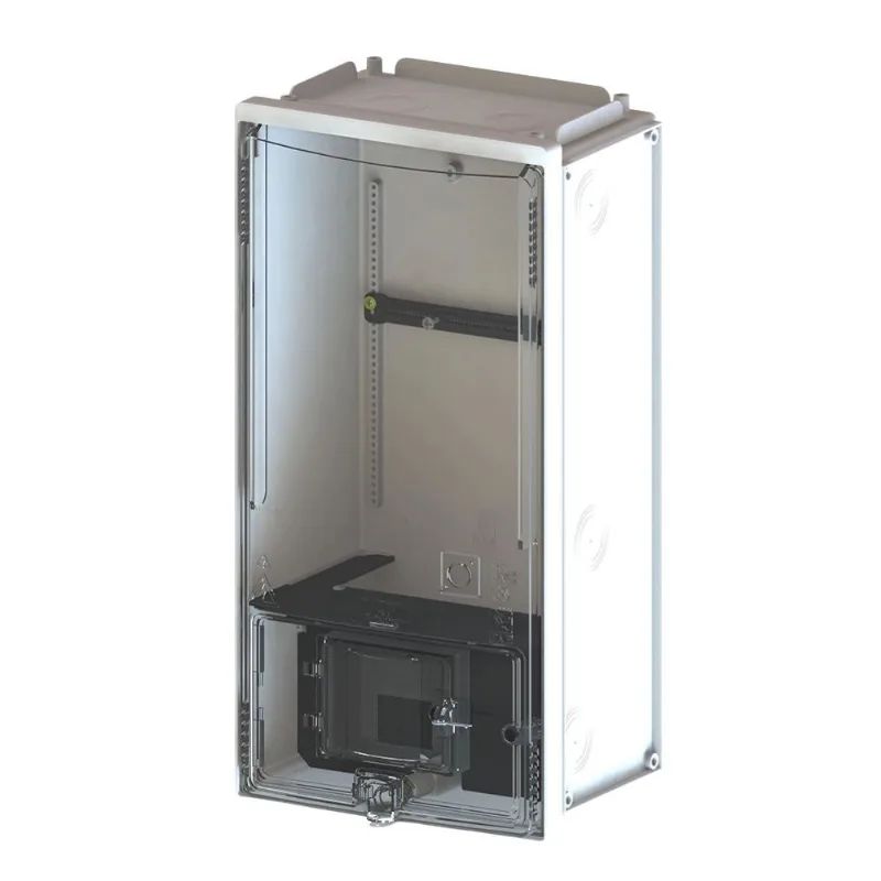 Caixa para 1 Medidor Trifásica CMD3 P6 Visor Vidro Padrão Enel TAF Caixa Medição Muro Lateral Trifásico P6 Cinza Claro CMD3 Janela Enel