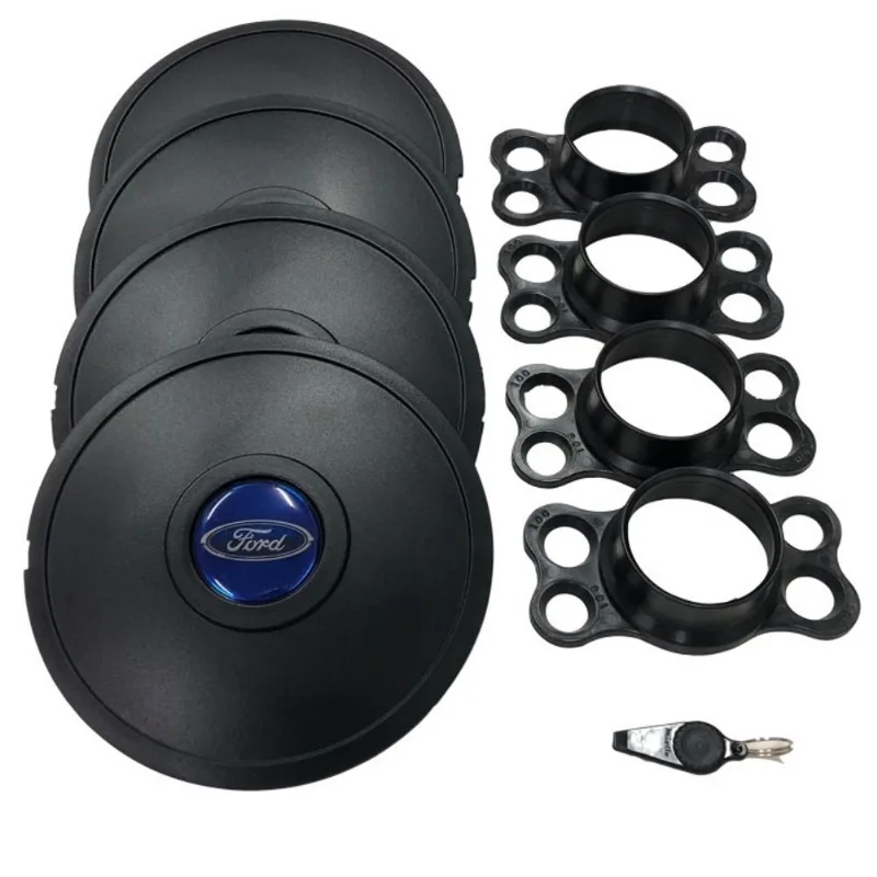 Jogo de Calotas de Centro Miollo para Ford Fiesta Aro 14 2002/2014 Estilo Tradicional Preto