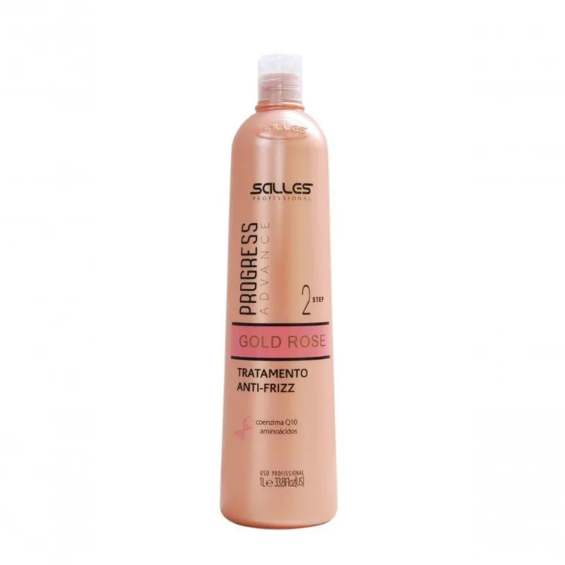 Progressiva Alisante Liso Intenso 1L Salles Profissional Gold Rose Keratina Progressiva Gold Rose Salles Profissional 1lt