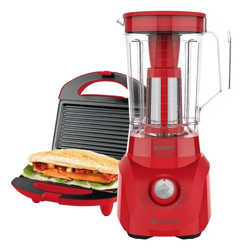 Kit Cadence Vermelho Liquidificador e Sanduicheira 127V 110V