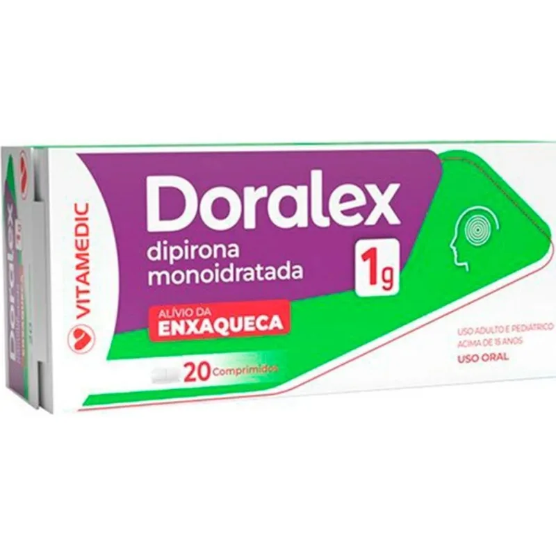 Doralex Dipirona Monoidratada 1g 20 Comprimidos Vitamedic