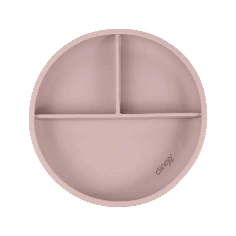 Prato De Silicone Com Divisória E Ventosa Rosa - Clingo