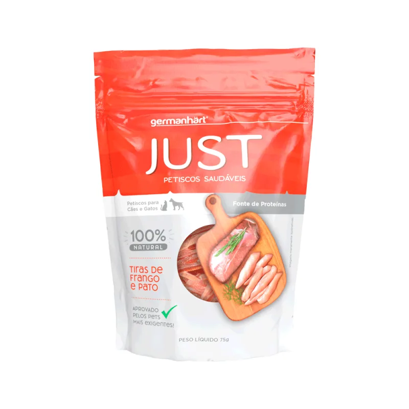 Petisco Just Tiras Mix Pato e Frango para Cães e Gatos - Just - Cachorro