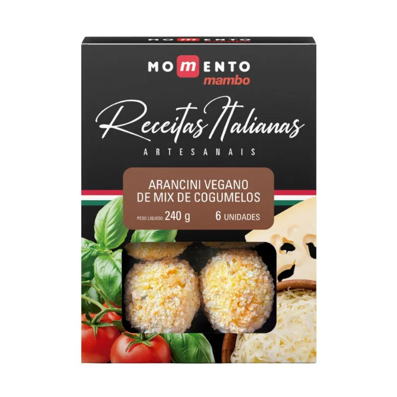 Arancini Vegano Mix de Cogumelos Congelado Momento Mambo 240g com 6 Unidades
