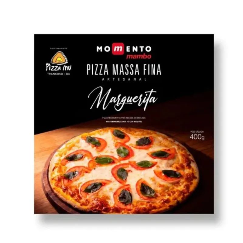 Pizza Marguerita Massa Fina Artesanal Congelada Momento Mambo 400g