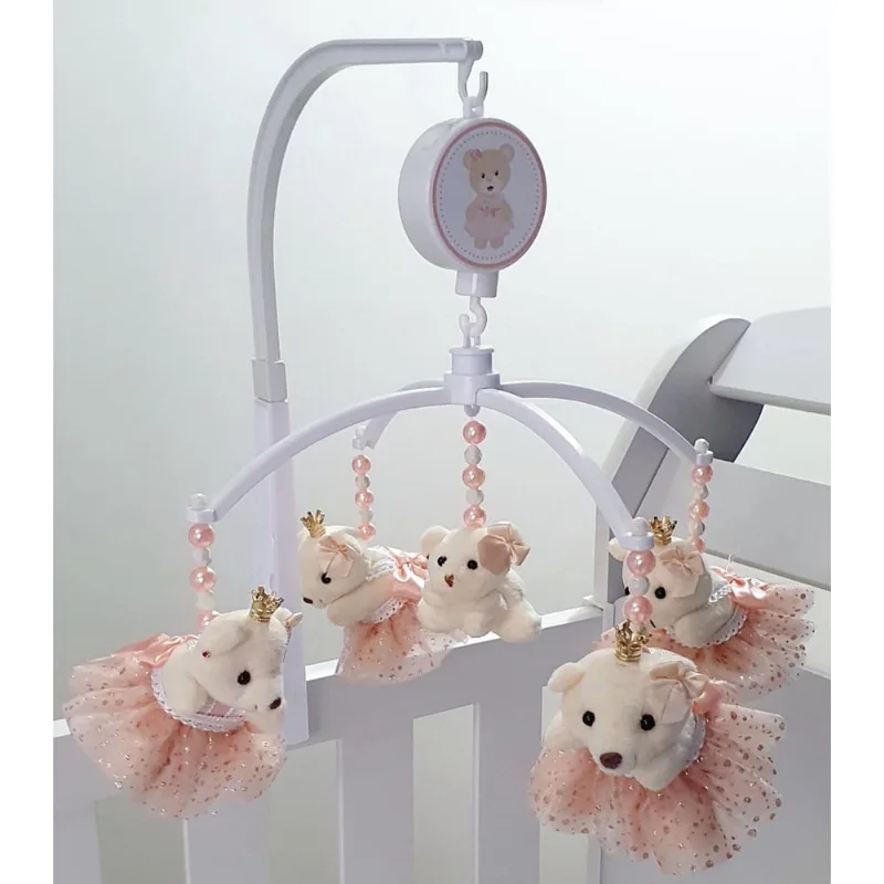 Mobile Para Berço Musical Giratório Ursa Princesa Rosé