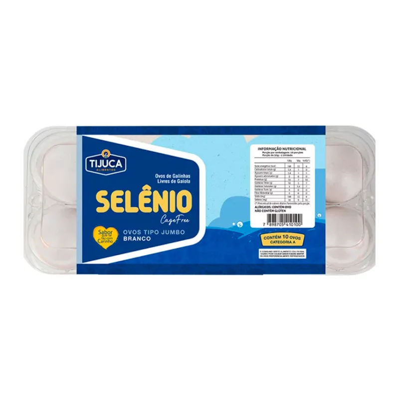 Ovos Tijuca Cage Free Branco Jumbo Selênio C/ 10 - Tijuca - Hortifruti