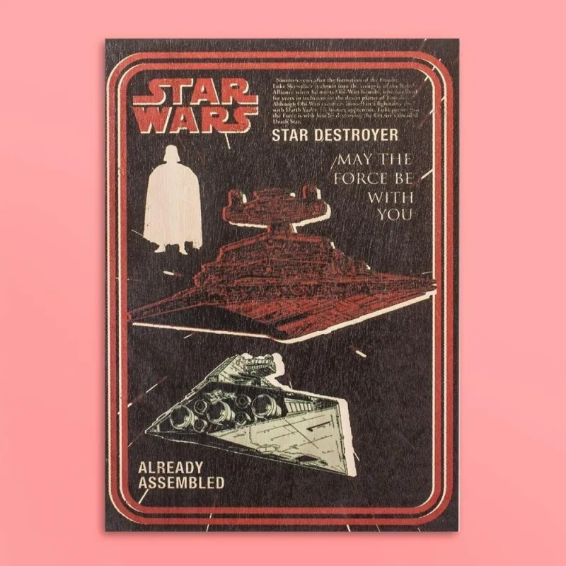 Quadro Vintage Star Wars Destroyer Retangular em Madeira Compensado Naval Preto 43,5CM - OUTRAS - Agro