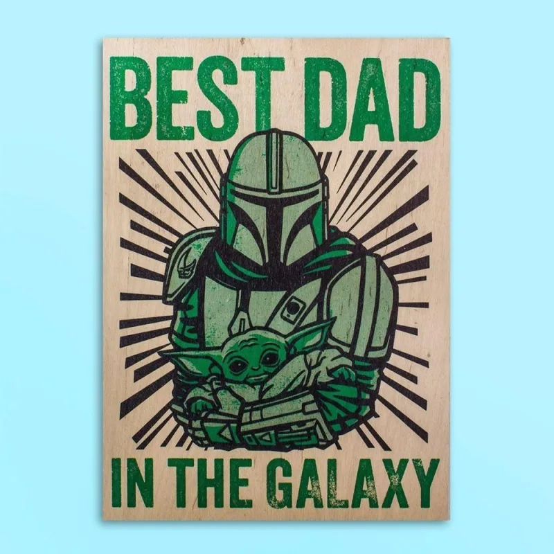 Quadro Star Wars Best Dad In The Galaxy Retangular em Madeira Compensado Naval Preto 54.5CM - OUTRAS - Agro