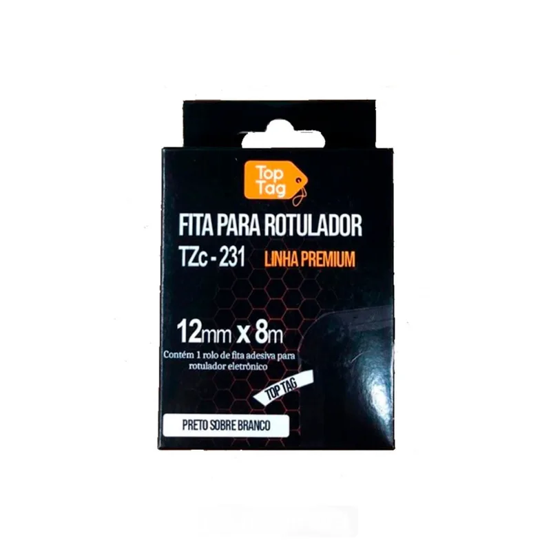 Fita Compativel p/ Rotulador Brother 12 Mm Preto/branco Tze231