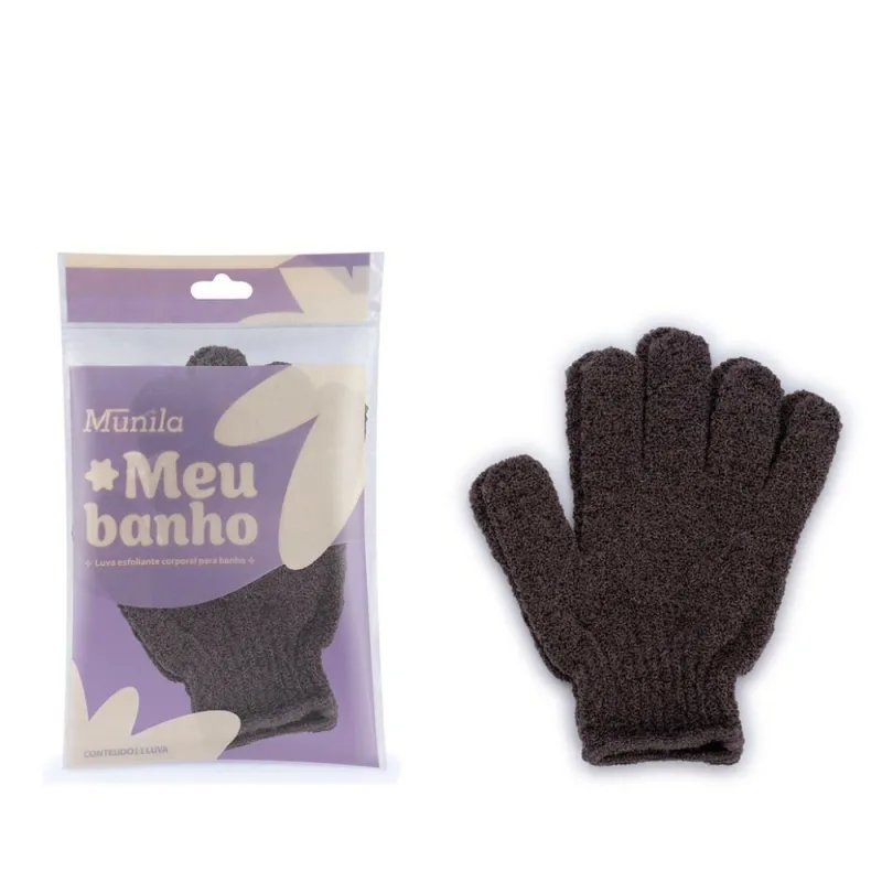 Luva Esfoliante Corporal para Banho Munila Meu Banho Marrom  1 unidade - MUNILA