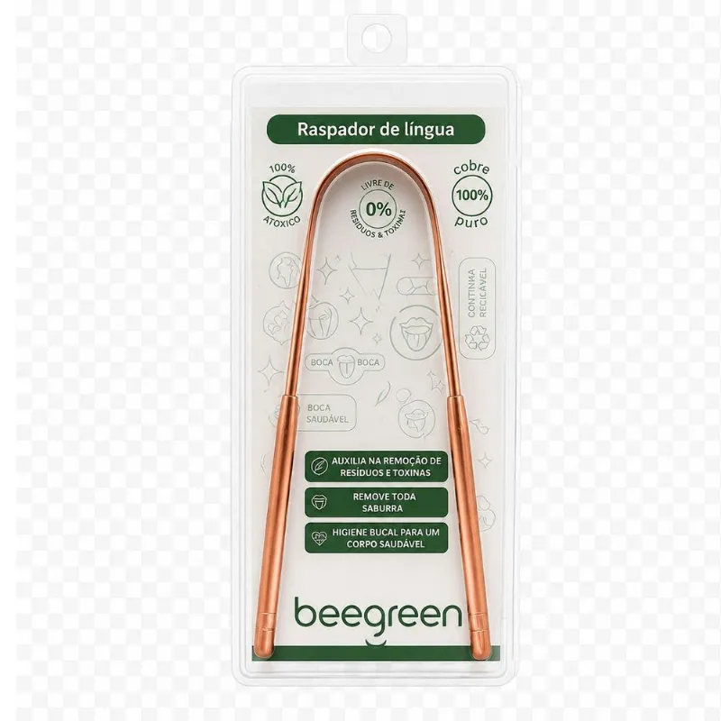 Raspador De Língua BeeGreen De Cobre Com Estojo 1 Unidade