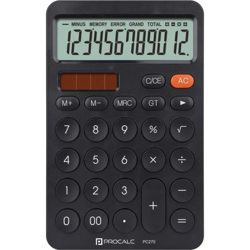 Calculadora de Mesa 12 DIG. PT SOLAR/BATERIA PC270 - Procalc - Papelaria
