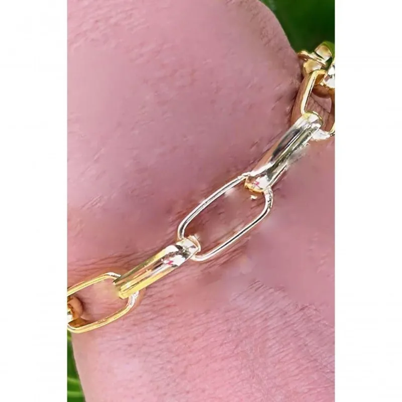 Pulseira Floratta Joias Elos Intercalados Banhada em Ouro 18K Dourado - Floratta Joias - Celular E Smartphone