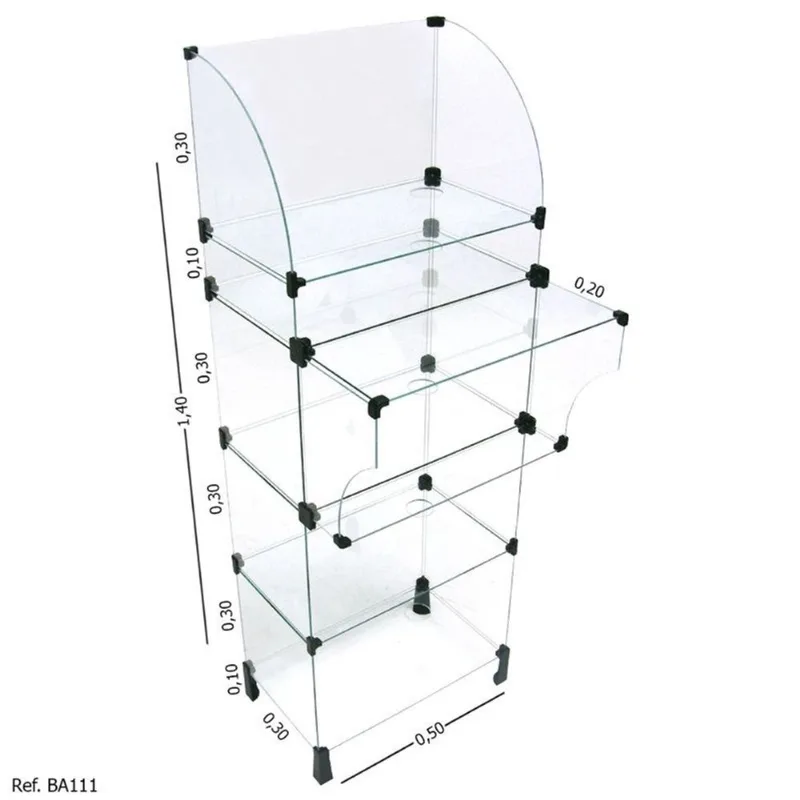 Balcão Caixa Modulado em Vidro - 0,50 x 1,40 x 0,30