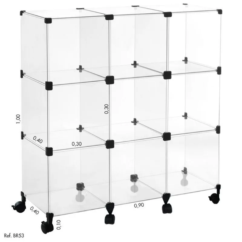 Balcão de Atendimento Modular em Vidro com Rodízio - 0,90 x 1,00 X 0,40