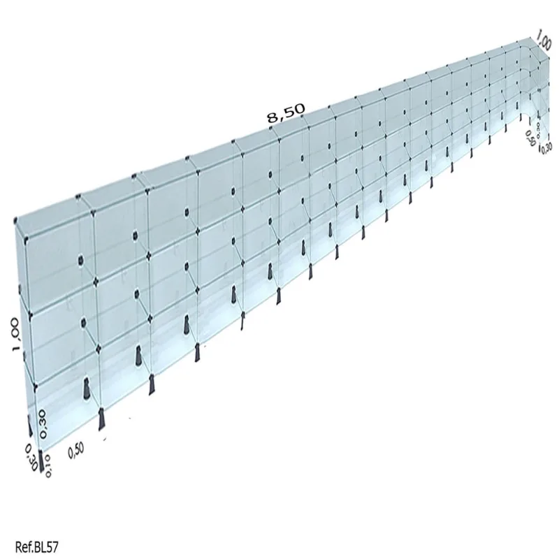Balcão de Atendimento L Modulado em Vidro 8,50 x 1,00 x 0,30