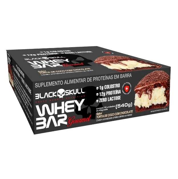 Whey Bar Gourmet (caixa 12 Unid. 45g) - Black Skull Torta De Coco C/ Chocolate - Black skull