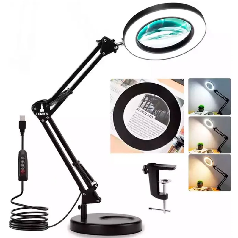 Lupa Luminária Lorben 10X Articulável Led Ring Light 16Cm
