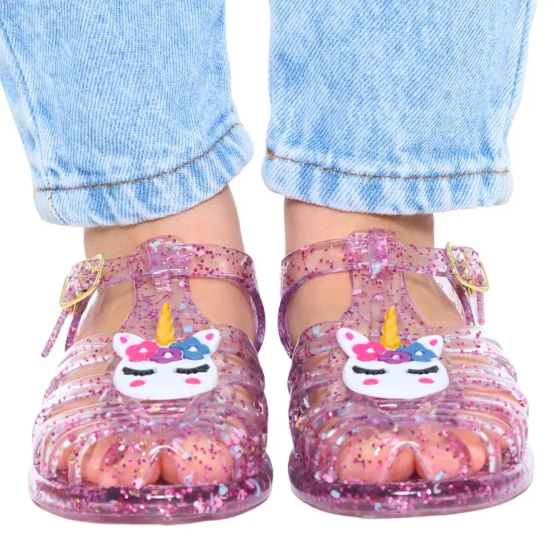 Sandália Infantil Bebê Meninas Unicórnio Glitter