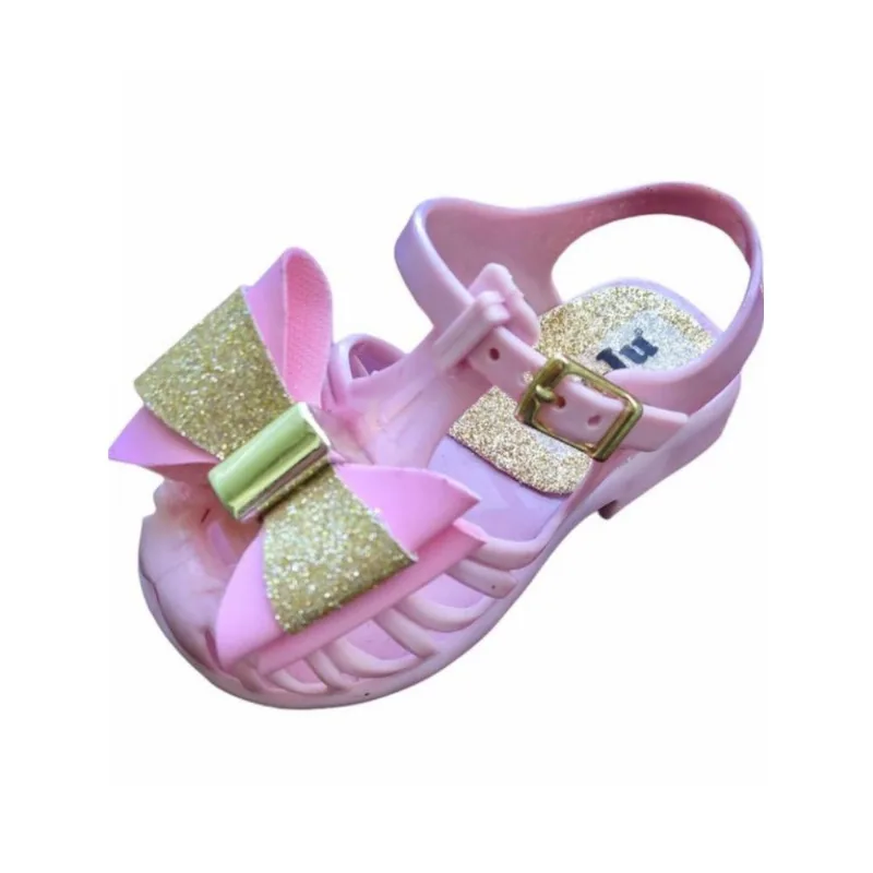 Sandália Infantil Feminina Bebê Com Laço Glitter Juju