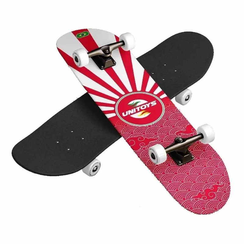 Skate Infantil Profissional - Bandeira - Vermelho e Branco - Unitoys