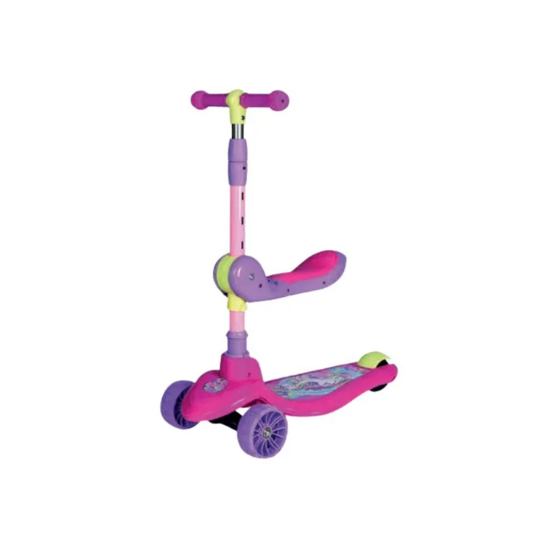 Patinete Infantil 2 Em 1 Com Assento E Led Unitoys Rosa