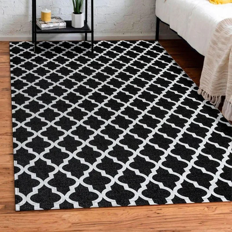 Tapete Em Tecido Jacquard Com Látex 1,35 M X 1,00 M 75% Algodão, 25% Poliéster - Arabesco Preto - EDDI CASA - Cama, Mesa E Banho
