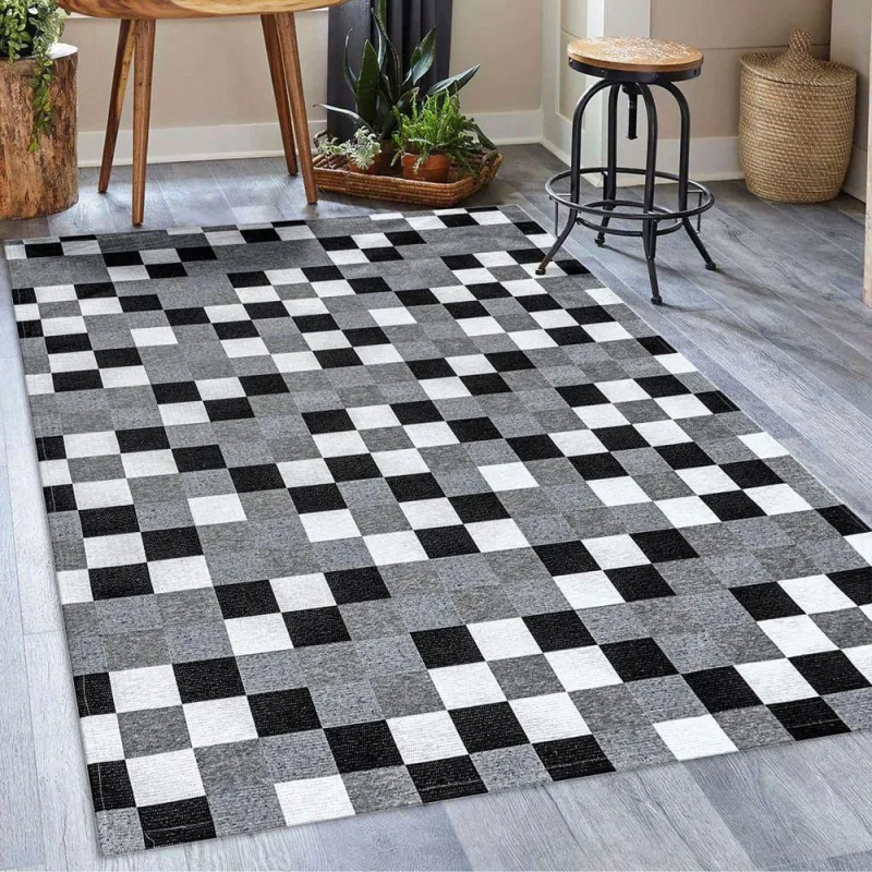 Tapete Em Tecido Jacquard Com Látex 1,35 M X 2,50 M 75% Algodão, 25% Poliéster - Pixel Preto - EDDI CASA - Cama, Mesa E Banho
