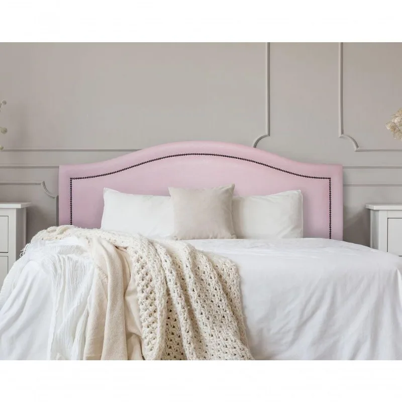 Cabeceira Queen Curva Luxo 160x60 Courino Rosa - Tachas Fumê