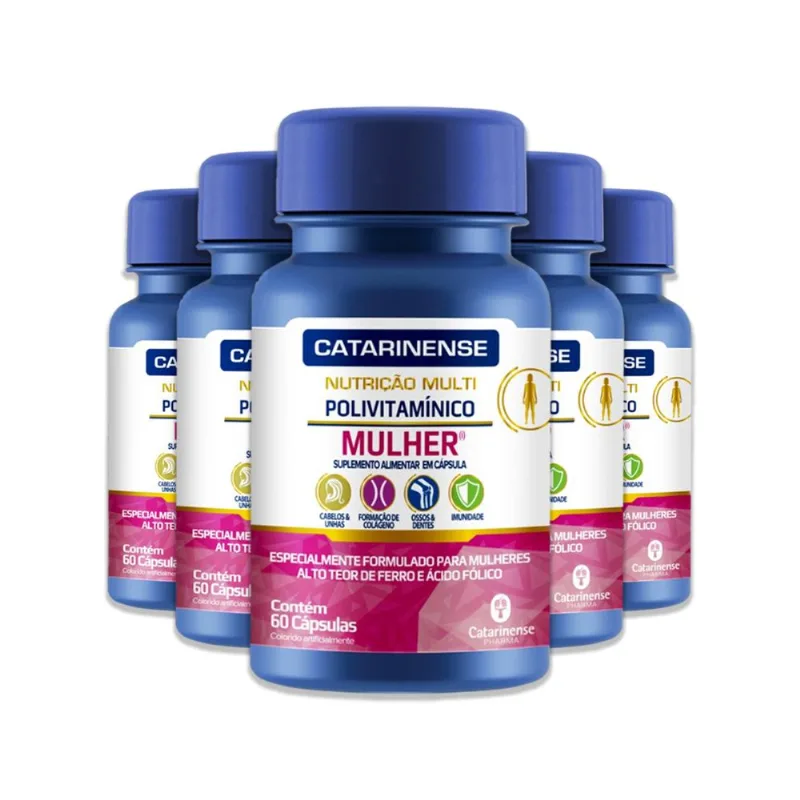 Kit 5 Polivitamínico Mulher Catarinense 60 cápsulas