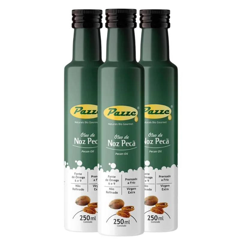 Kit 3 Óleo de Noz Pecã Extra Virgem Pazze 250ml