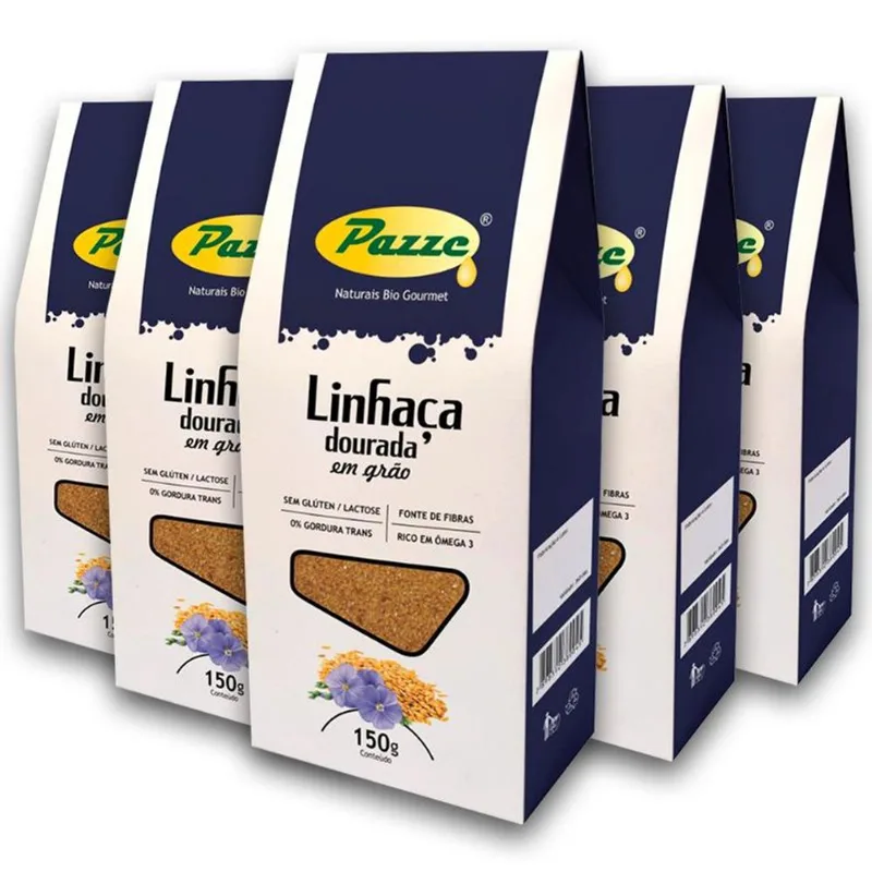 Kit 5 Grão de Linhaça Dourada Pazze 150 gramas