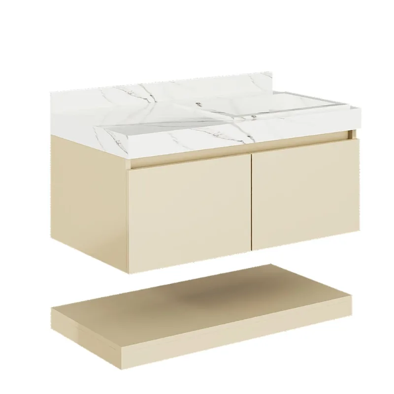Gabinete Montreal 80Cm Capuccino Com Cuba Branca Darabas