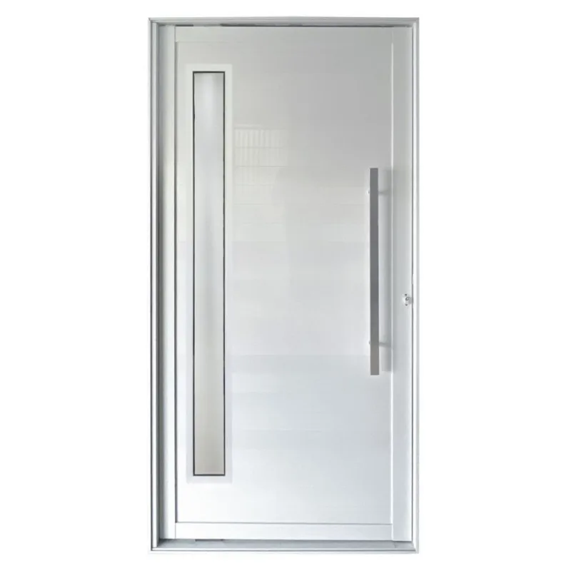 Porta Pivotante Alumínio Branco com Puxador e Visor 210x100cm Proex Porta Pivotante Alumínio Branco com Puxador e Visor Esquerdo 210x100cm