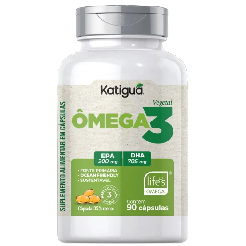 Ômega 3 Vegetal Life's OMEGA DHA 705mg + EPA 200mg Microalgas 90 Cápsulas Katiguá