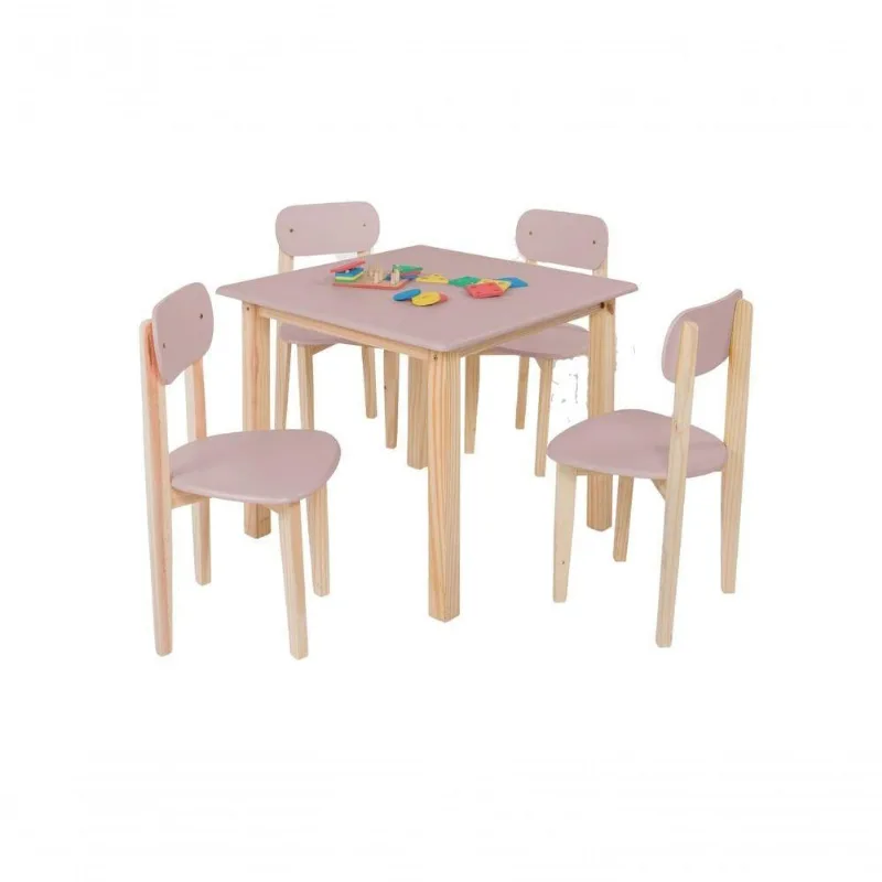 Kit Colore Mesa Com 4 Cadeiras Infantil Rose