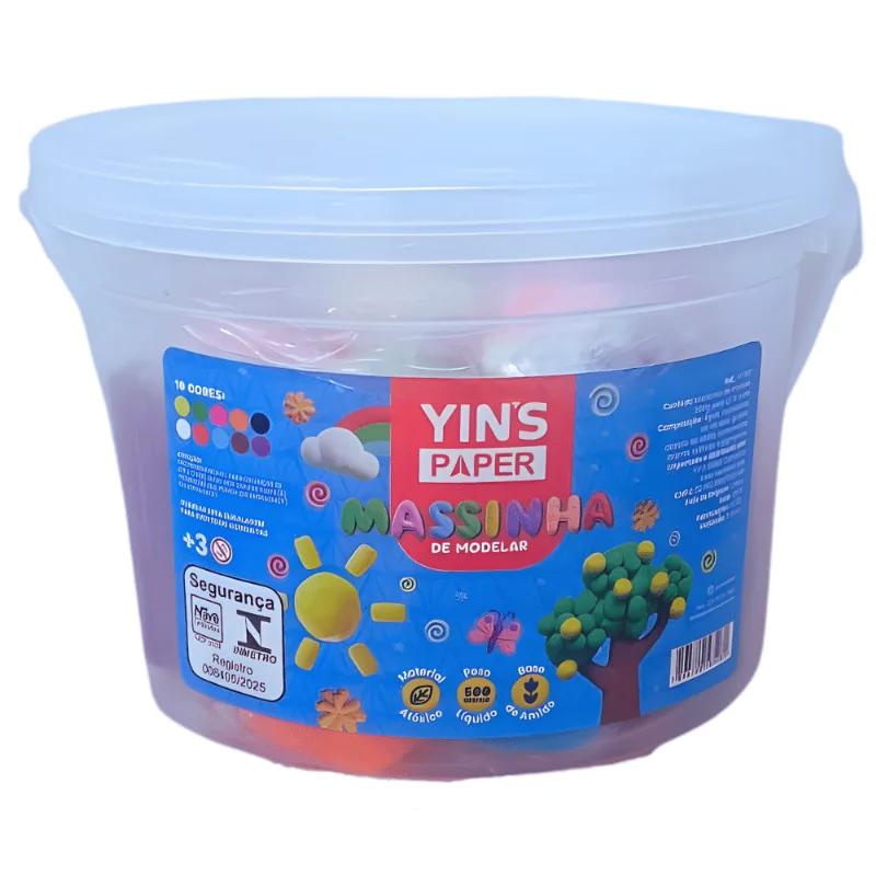 Balde Massinha De Modelar C/ 10 Cores - Yins Paper Yins Paper