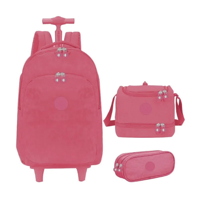 Kit Mochila De Rodinhas Yin's Crinkle Rosa (MP)