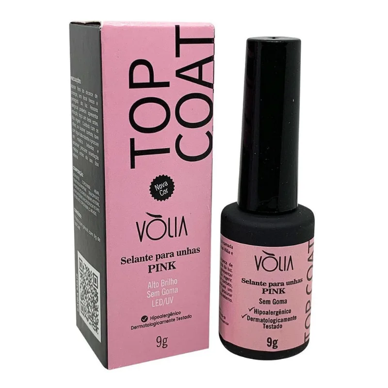 Top Coat Volia Selante Para Unhas Pink Alto Brilho 9G