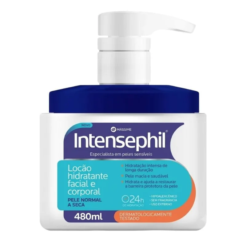 Loção Hidratante Facial E Corporal Intensephil Pele Normal A Seca 480ml Mássime