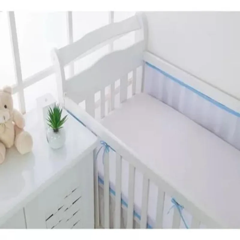 Tela Protetora Para Grade De Berço Respiravel - Azul Bebe
